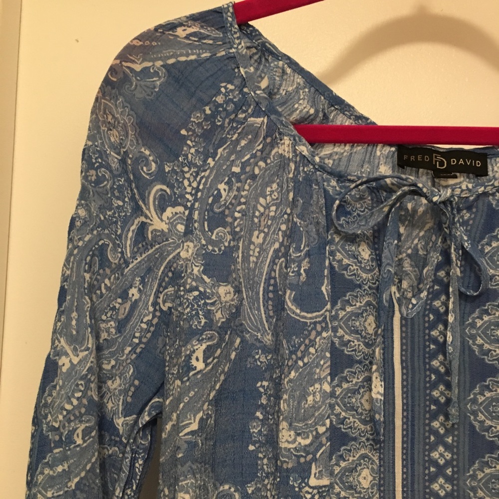 Top Paisly BoHo Poets Blouse - Picture 2 of 6